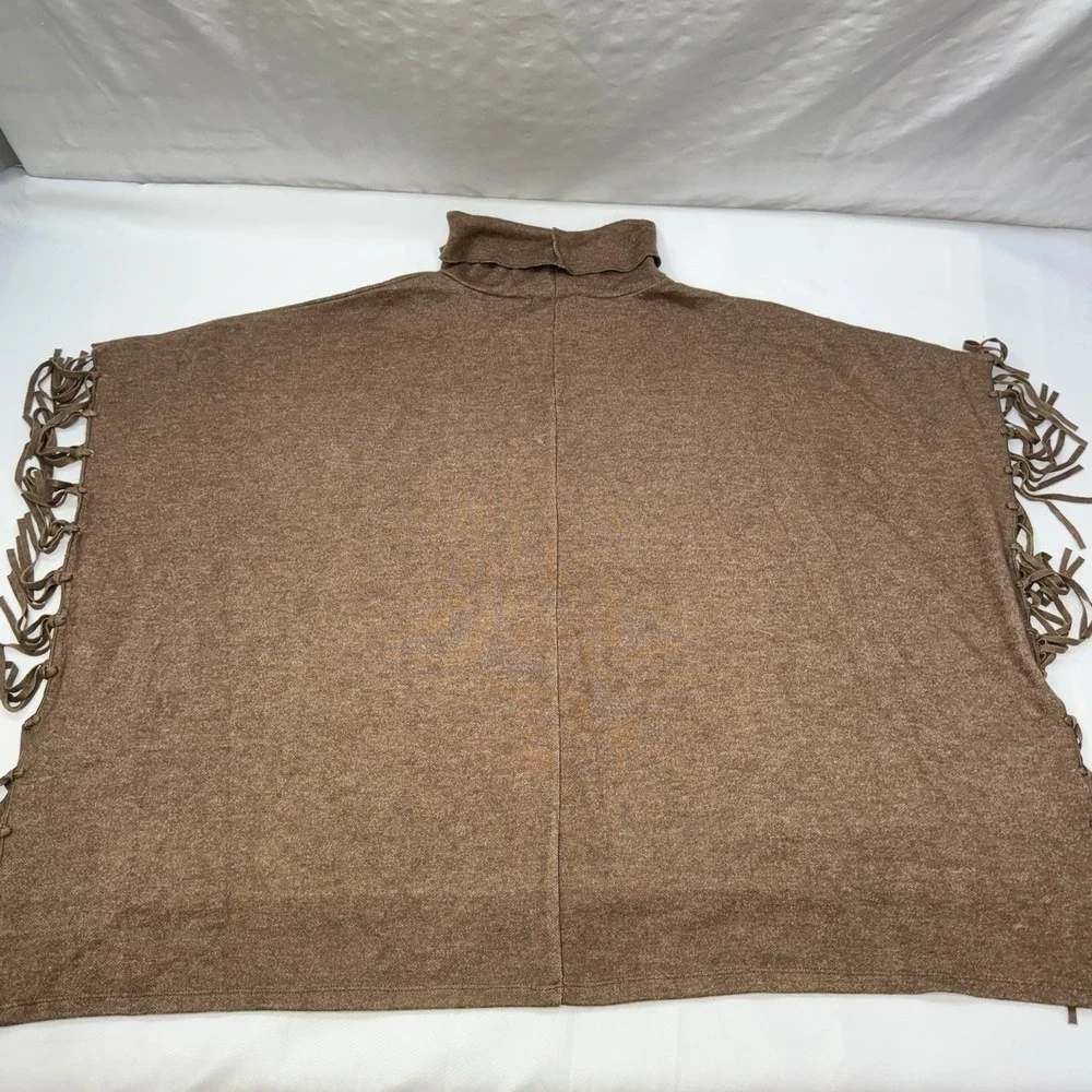 Back In the Saddle Women's Sweater Poncho‎ Fringe Brown OS Western Rodeo